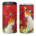 Australia Sulphur-crested Cockatoo Christmas 4 in 1 Can Cooler Tumbler Aussie Native Flowers Merry Xmas - Aussie Hoodie