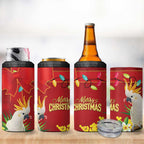 Australia Sulphur-crested Cockatoo Christmas 4 in 1 Can Cooler Tumbler Aussie Native Flowers Merry Xmas - Aussie Hoodie
