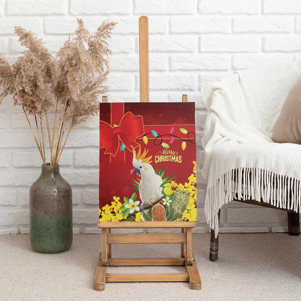 Australia Sulphur-crested Cockatoo Christmas Canvas Wall Art Aussie Native Flowers Merry Xmas - Aussie Hoodie
