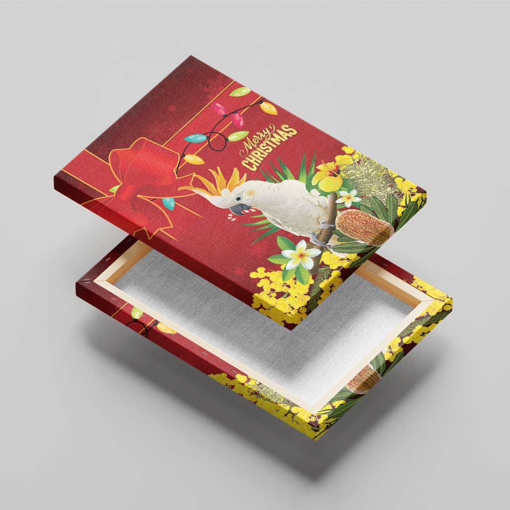 Australia Sulphur-crested Cockatoo Christmas Canvas Wall Art Aussie Native Flowers Merry Xmas - Aussie Hoodie