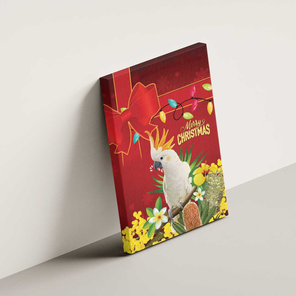 Australia Sulphur-crested Cockatoo Christmas Canvas Wall Art Aussie Native Flowers Merry Xmas - Aussie Hoodie