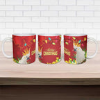 Australia Sulphur-crested Cockatoo Christmas Ceramic Mug Aussie Native Flowers Merry Xmas - Aussie Hoodie