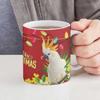 Australia Sulphur-crested Cockatoo Christmas Ceramic Mug Aussie Native Flowers Merry Xmas - Aussie Hoodie