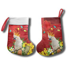 Australia Sulphur-crested Cockatoo Christmas Stocking Aussie Native Flowers Merry Xmas - Aussie Hoodie