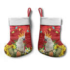Australia Sulphur-crested Cockatoo Christmas Stocking Aussie Native Flowers Merry Xmas - Aussie Hoodie