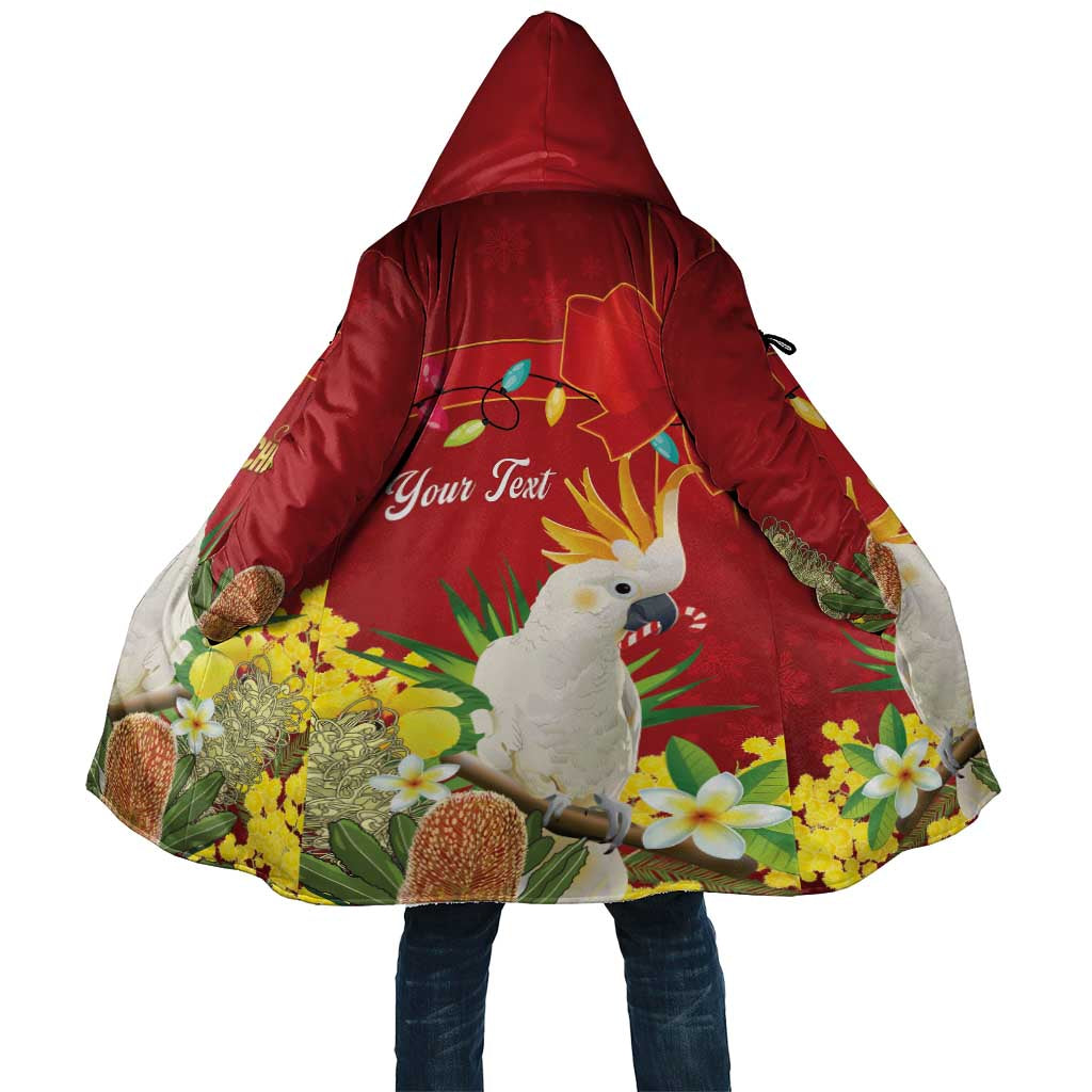 Personalised Australia Sulphur-crested Cockatoo Christmas Cloak Aussie Native Flowers Merry Xmas - Aussie Hoodie