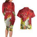 Personalised Australia Sulphur-crested Cockatoo Christmas Couples Matching Long Sleeve Bodycon Dress and Hawaiian Shirt Aussie Native Flowers Merry Xmas - Aussie Hoodie