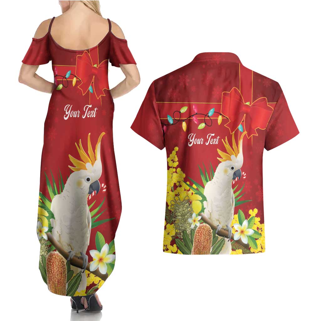 Personalised Australia Sulphur-crested Cockatoo Christmas Couples Matching Summer Maxi Dress and Hawaiian Shirt Aussie Native Flowers Merry Xmas - Aussie Hoodie
