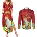 Personalised Australia Sulphur-crested Cockatoo Christmas Couples Matching Summer Maxi Dress and Long Sleeve Button Shirt Aussie Native Flowers Merry Xmas - Aussie Hoodie
