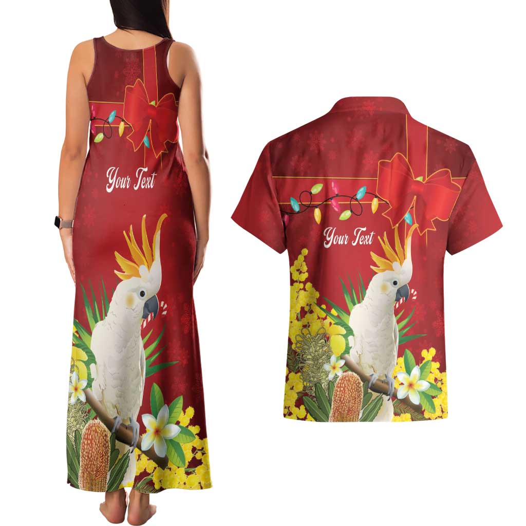 Personalised Australia Sulphur-crested Cockatoo Christmas Couples Matching Tank Maxi Dress and Hawaiian Shirt Aussie Native Flowers Merry Xmas - Aussie Hoodie