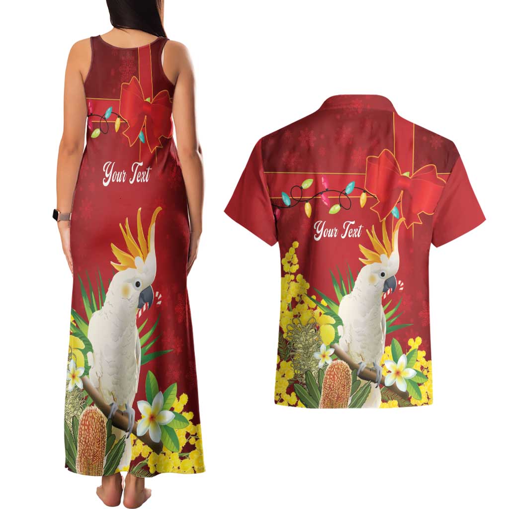 Personalised Australia Sulphur-crested Cockatoo Christmas Couples Matching Tank Maxi Dress and Hawaiian Shirt Aussie Native Flowers Merry Xmas - Aussie Hoodie