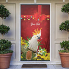 Personalised Australia Sulphur-crested Cockatoo Christmas Door Cover Aussie Native Flowers Merry Xmas - Aussie Hoodie
