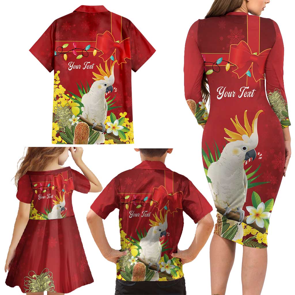 Personalised Australia Sulphur-crested Cockatoo Christmas Family Matching Long Sleeve Bodycon Dress and Hawaiian Shirt Aussie Native Flowers Merry Xmas - Aussie Hoodie