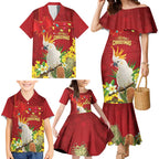 Personalised Australia Sulphur-crested Cockatoo Christmas Family Matching Mermaid Dress and Hawaiian Shirt Aussie Native Flowers Merry Xmas - Aussie Hoodie