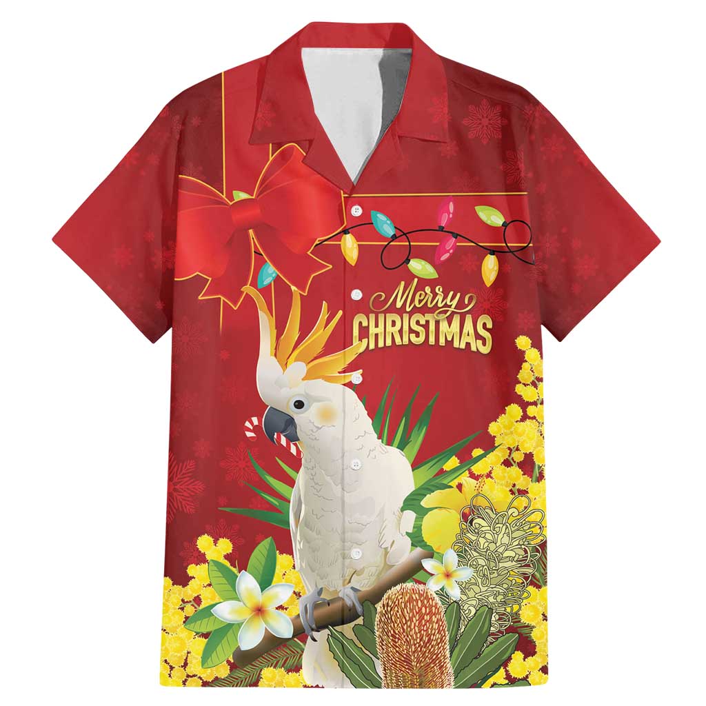 Personalised Australia Sulphur-crested Cockatoo Christmas Family Matching Mermaid Dress and Hawaiian Shirt Aussie Native Flowers Merry Xmas - Aussie Hoodie