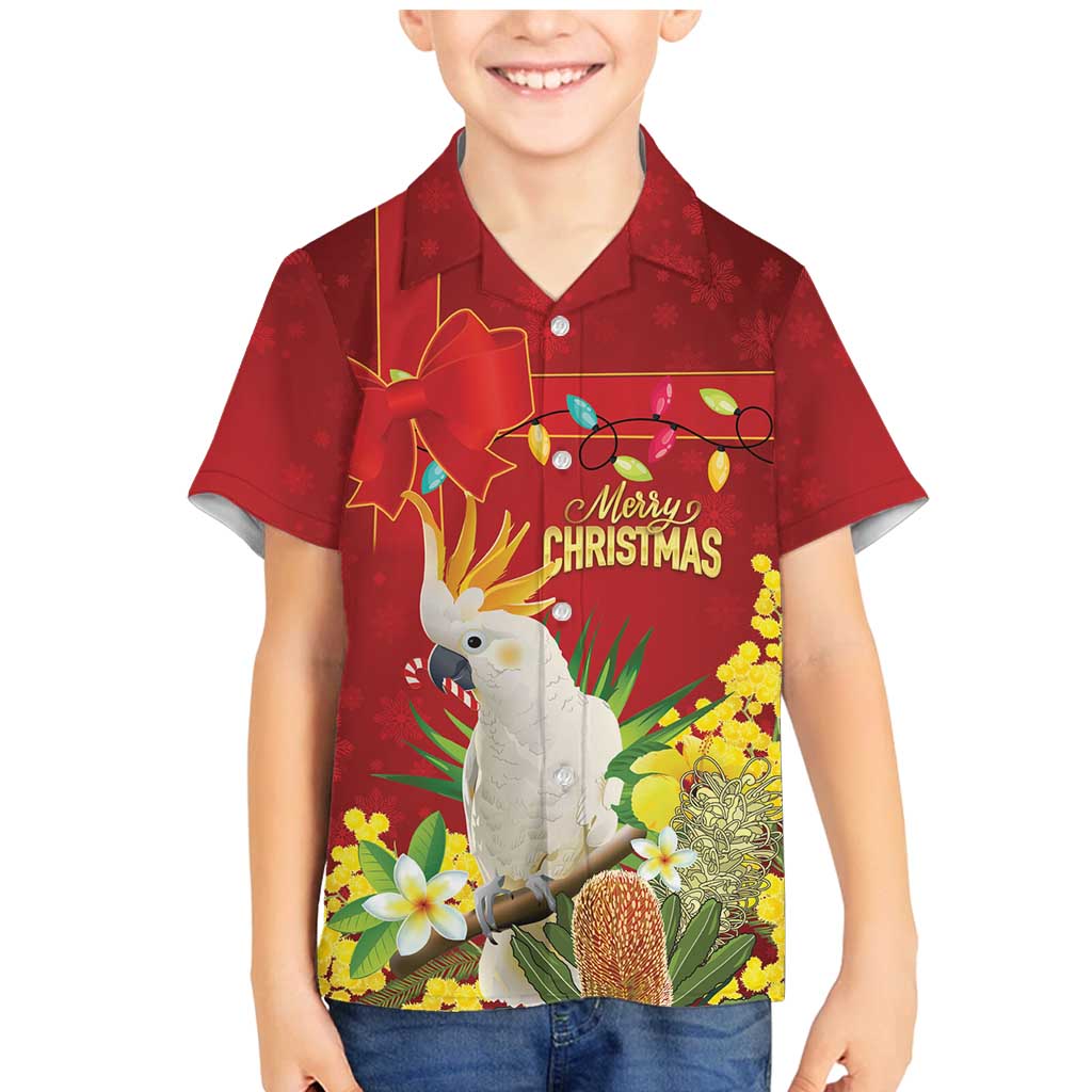 Personalised Australia Sulphur-crested Cockatoo Christmas Family Matching Mermaid Dress and Hawaiian Shirt Aussie Native Flowers Merry Xmas - Aussie Hoodie