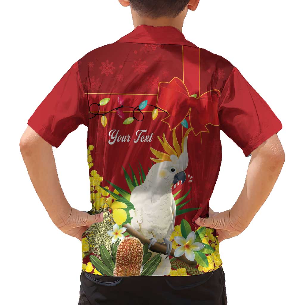 Personalised Australia Sulphur-crested Cockatoo Christmas Family Matching Off The Shoulder Long Sleeve Dress and Hawaiian Shirt Aussie Native Flowers Merry Xmas - Aussie Hoodie