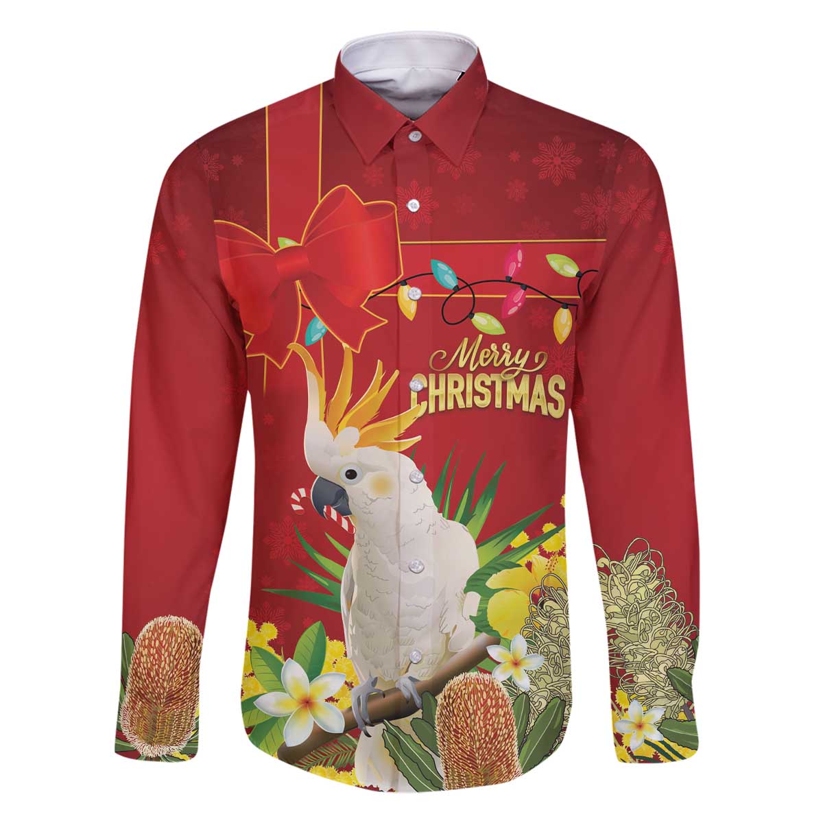 Personalised Australia Sulphur-crested Cockatoo Christmas Family Matching Off The Shoulder Long Sleeve Dress and Hawaiian Shirt Aussie Native Flowers Merry Xmas - Aussie Hoodie