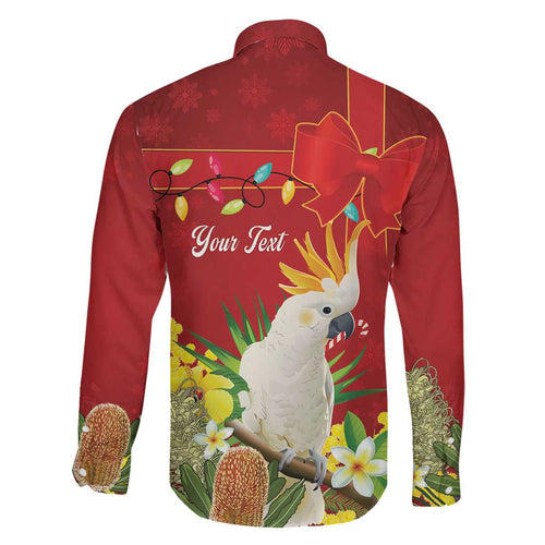 Personalised Australia Sulphur-crested Cockatoo Christmas Family Matching Off Shoulder Maxi Dress and Hawaiian Shirt Aussie Native Flowers Merry Xmas - Aussie Hoodie