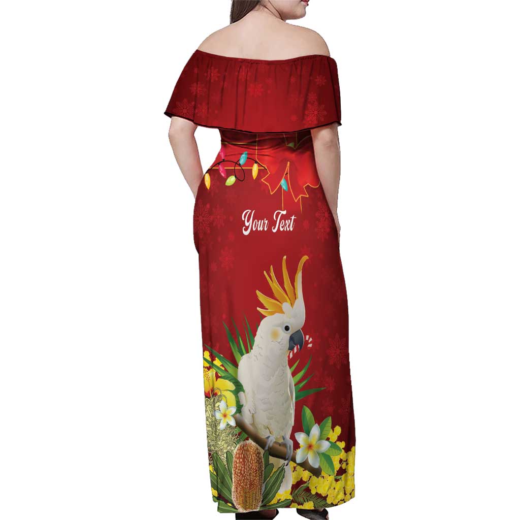 Personalised Australia Sulphur-crested Cockatoo Christmas Family Matching Off Shoulder Maxi Dress and Hawaiian Shirt Aussie Native Flowers Merry Xmas - Aussie Hoodie
