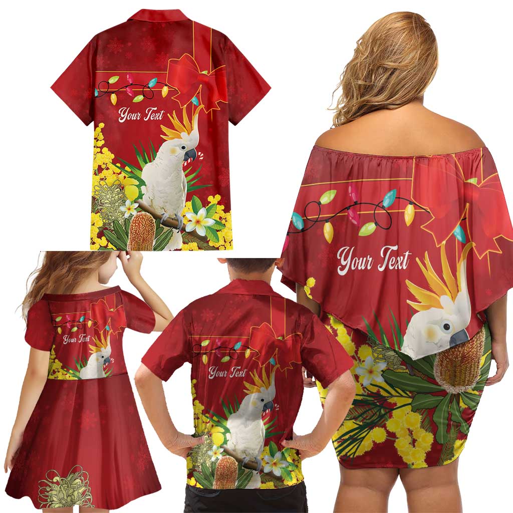 Personalised Australia Sulphur-crested Cockatoo Christmas Family Matching Off Shoulder Short Dress and Hawaiian Shirt Aussie Native Flowers Merry Xmas - Aussie Hoodie
