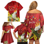 Personalised Australia Sulphur-crested Cockatoo Christmas Family Matching Off Shoulder Short Dress and Hawaiian Shirt Aussie Native Flowers Merry Xmas - Aussie Hoodie