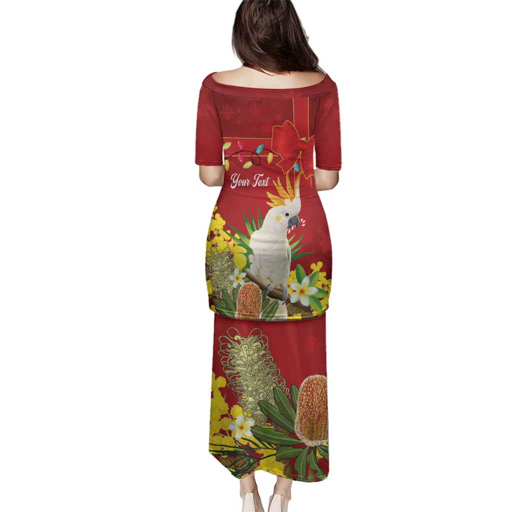 Personalised Australia Sulphur-crested Cockatoo Christmas Family Matching Puletasi and Hawaiian Shirt Aussie Native Flowers Merry Xmas - Aussie Hoodie