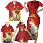 Personalised Australia Sulphur-crested Cockatoo Christmas Family Matching Short Sleeve Bodycon Dress and Hawaiian Shirt Aussie Native Flowers Merry Xmas - Aussie Hoodie