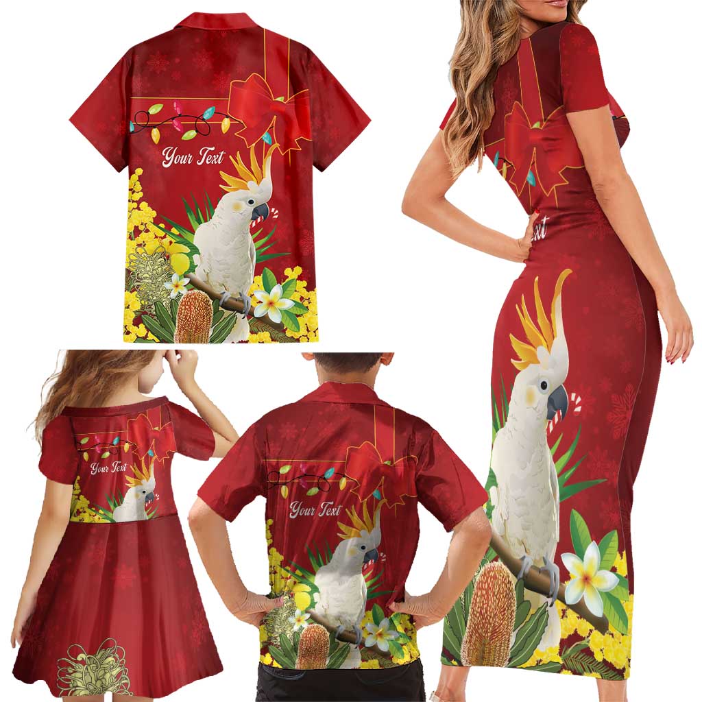 Personalised Australia Sulphur-crested Cockatoo Christmas Family Matching Short Sleeve Bodycon Dress and Hawaiian Shirt Aussie Native Flowers Merry Xmas - Aussie Hoodie