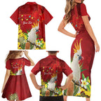 Personalised Australia Sulphur-crested Cockatoo Christmas Family Matching Short Sleeve Bodycon Dress and Hawaiian Shirt Aussie Native Flowers Merry Xmas - Aussie Hoodie