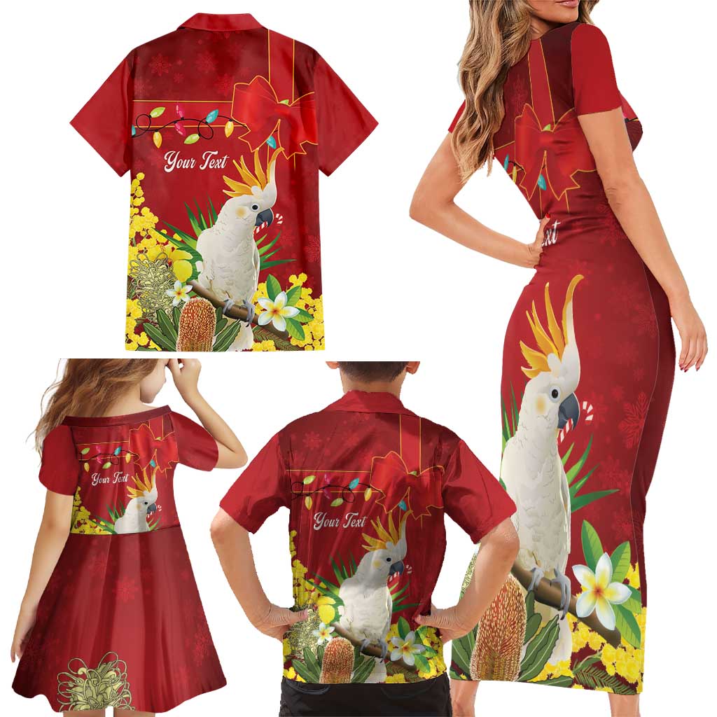 Personalised Australia Sulphur-crested Cockatoo Christmas Family Matching Short Sleeve Bodycon Dress and Hawaiian Shirt Aussie Native Flowers Merry Xmas - Aussie Hoodie