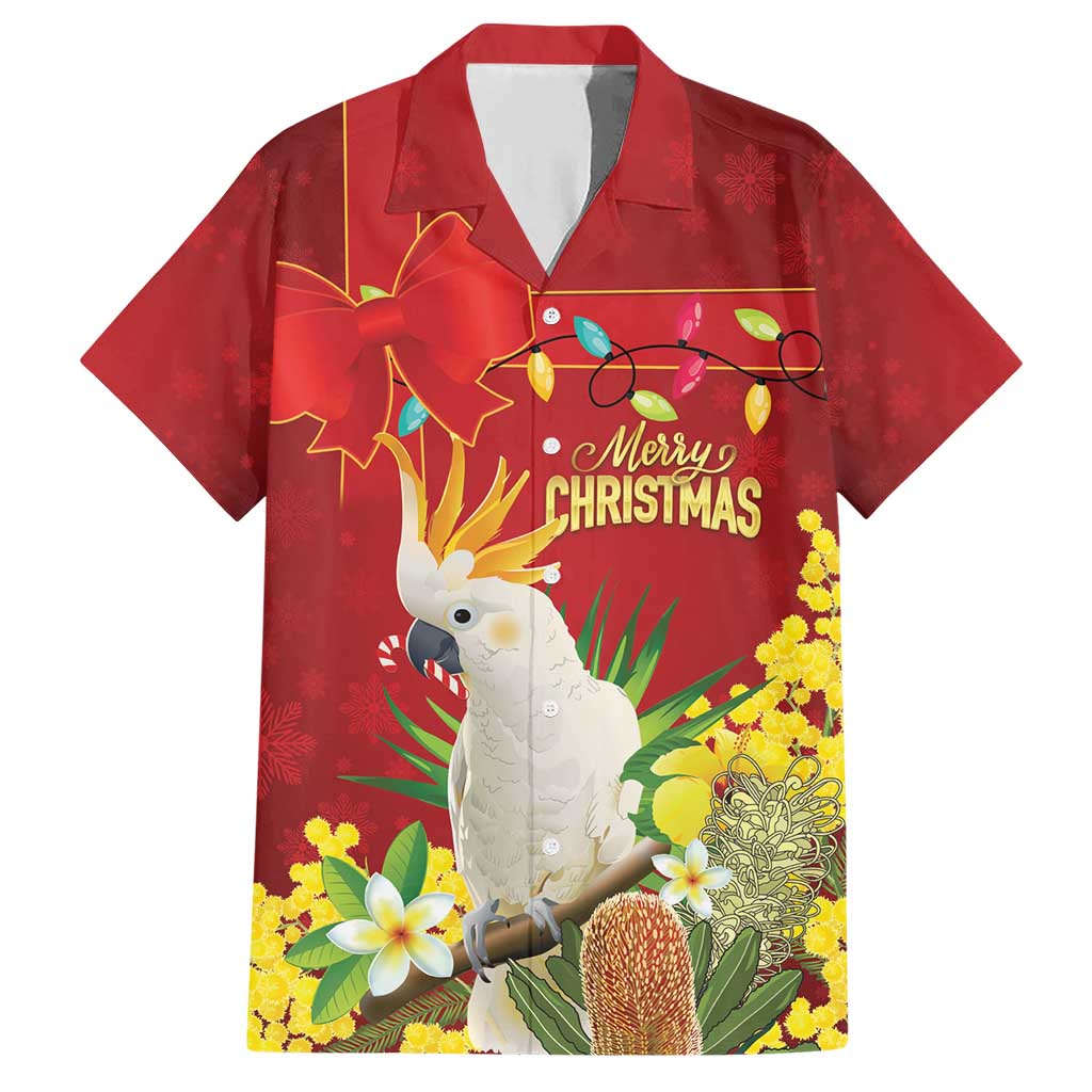 Personalised Australia Sulphur-crested Cockatoo Christmas Family Matching Short Sleeve Bodycon Dress and Hawaiian Shirt Aussie Native Flowers Merry Xmas - Aussie Hoodie