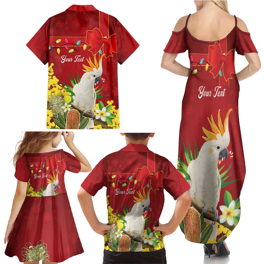 Personalised Australia Sulphur-crested Cockatoo Christmas Family Matching Summer Maxi Dress and Hawaiian Shirt Aussie Native Flowers Merry Xmas - Aussie Hoodie
