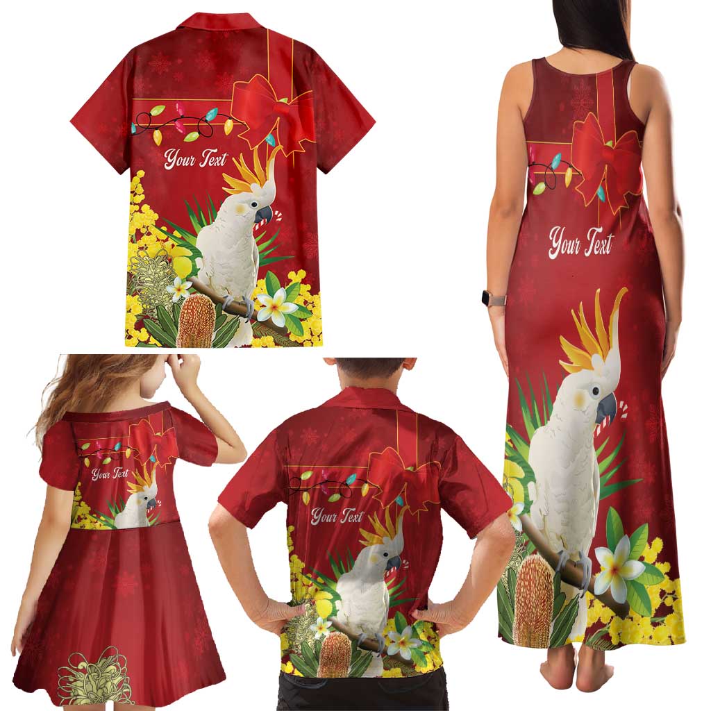 Personalised Australia Sulphur-crested Cockatoo Christmas Family Matching Tank Maxi Dress and Hawaiian Shirt Aussie Native Flowers Merry Xmas - Aussie Hoodie