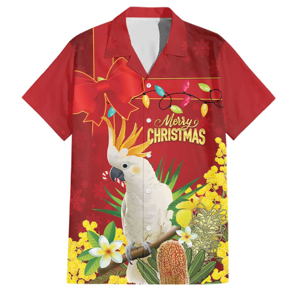 Personalised Australia Sulphur-crested Cockatoo Christmas Family Matching Tank Maxi Dress and Hawaiian Shirt Aussie Native Flowers Merry Xmas - Aussie Hoodie