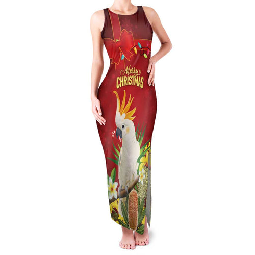 Personalised Australia Sulphur-crested Cockatoo Christmas Family Matching Tank Maxi Dress and Hawaiian Shirt Aussie Native Flowers Merry Xmas - Aussie Hoodie