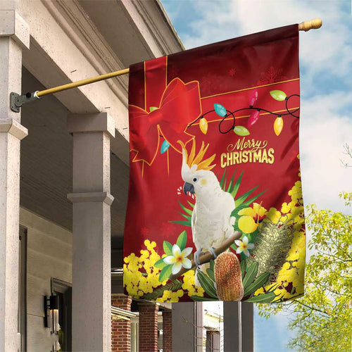 Australia Sulphur-crested Cockatoo Christmas Garden Flag Aussie Native Flowers Merry Xmas - Aussie Hoodie