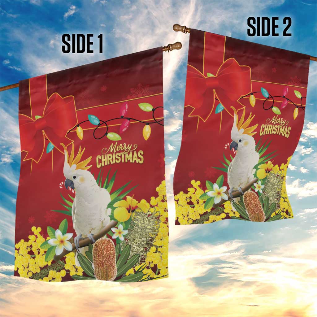 Australia Sulphur-crested Cockatoo Christmas Garden Flag Aussie Native Flowers Merry Xmas - Aussie Hoodie