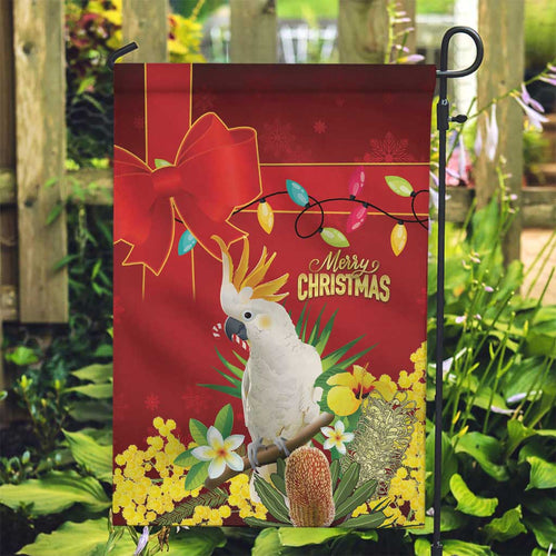 Australia Sulphur-crested Cockatoo Christmas Garden Flag Aussie Native Flowers Merry Xmas - Aussie Hoodie