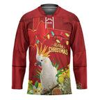 Personalised Australia Sulphur-crested Cockatoo Christmas Hockey Jersey Aussie Native Flowers Merry Xmas - Aussie Hoodie