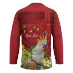Personalised Australia Sulphur-crested Cockatoo Christmas Hockey Jersey Aussie Native Flowers Merry Xmas - Aussie Hoodie