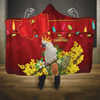 Australia Sulphur-crested Cockatoo Christmas Hooded Blanket Aussie Native Flowers Merry Xmas - Aussie Hoodie