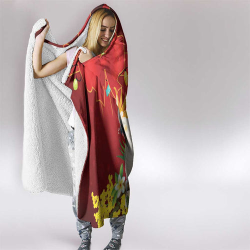 Australia Sulphur-crested Cockatoo Christmas Hooded Blanket Aussie Native Flowers Merry Xmas - Aussie Hoodie