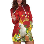Personalised Australia Sulphur-crested Cockatoo Christmas Hoodie Dress Aussie Native Flowers Merry Xmas - Aussie Hoodie