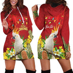 Personalised Australia Sulphur-crested Cockatoo Christmas Hoodie Dress Aussie Native Flowers Merry Xmas - Aussie Hoodie