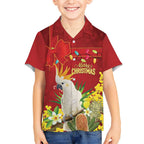 Personalised Australia Sulphur-crested Cockatoo Christmas Kid Hawaiian Shirt Aussie Native Flowers Merry Xmas - Aussie Hoodie