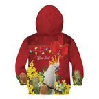 Personalised Australia Sulphur-crested Cockatoo Christmas Kid Hoodie Aussie Native Flowers Merry Xmas - Aussie Hoodie