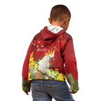 Personalised Australia Sulphur-crested Cockatoo Christmas Kid Hoodie Aussie Native Flowers Merry Xmas - Aussie Hoodie