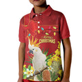 Personalised Australia Sulphur-crested Cockatoo Christmas Kid Polo Shirt Aussie Native Flowers Merry Xmas - Aussie Hoodie