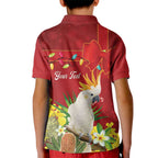 Personalised Australia Sulphur-crested Cockatoo Christmas Kid Polo Shirt Aussie Native Flowers Merry Xmas - Aussie Hoodie